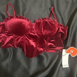 Cider Ted maroon velvet corset XL